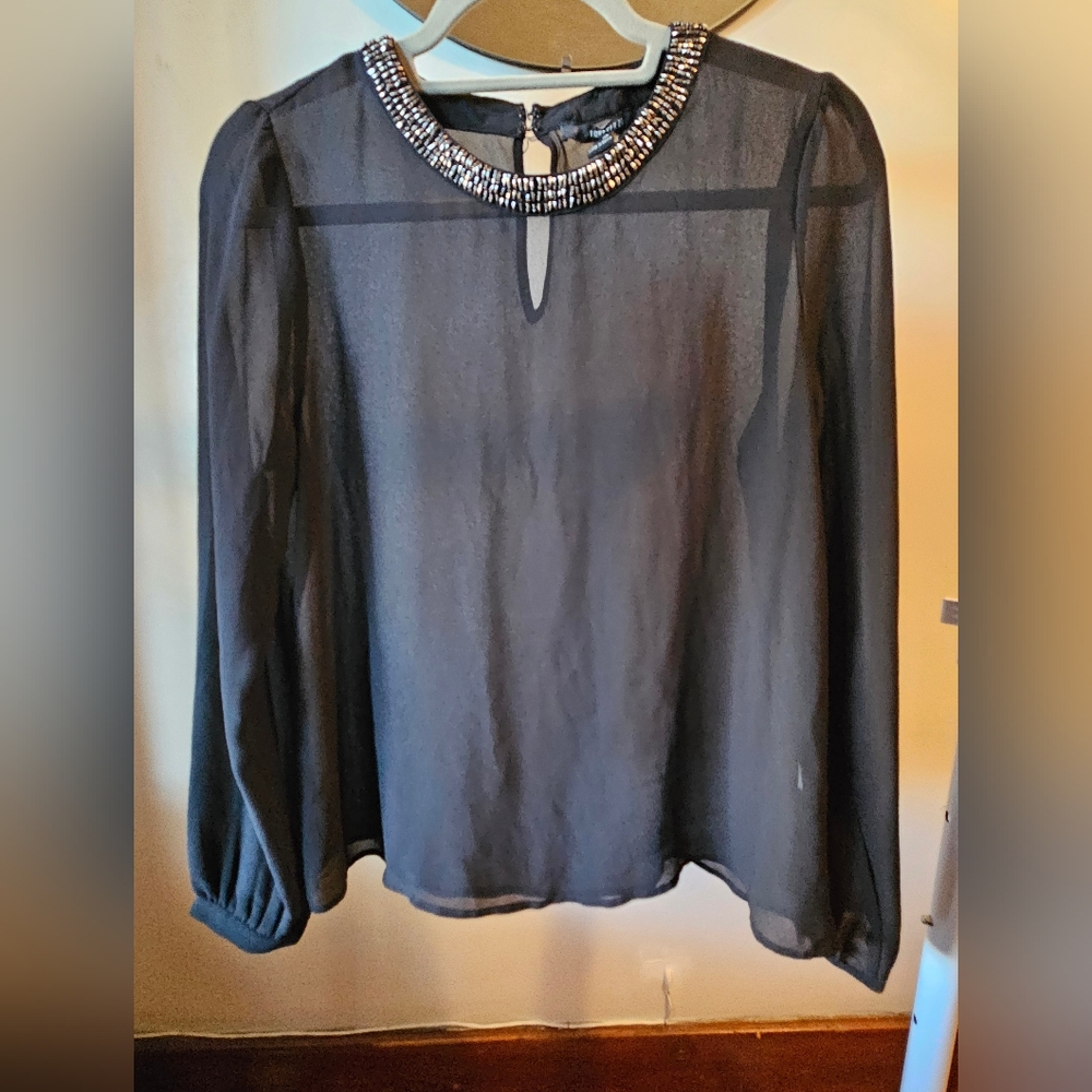 Forever 21 Sheer Black Long Sleeve Top